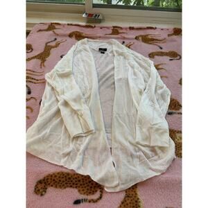 Light Creamy White Medium Petite Worthington Long Sleeve Sweater Cardigan